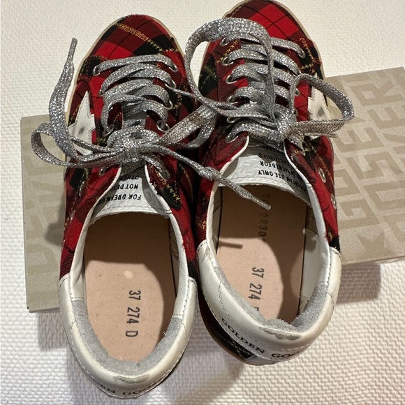 Red plaid, Golden Goose, Sz 37, bought new last Christmas, worn once, ECU. - Picture 4 of 6